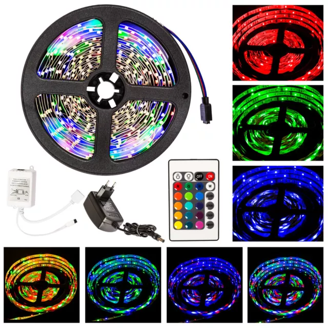 5 m RGB LED Stripe Leiste Streifen Band Lichter SMD Leuchten Lichterkette 3528