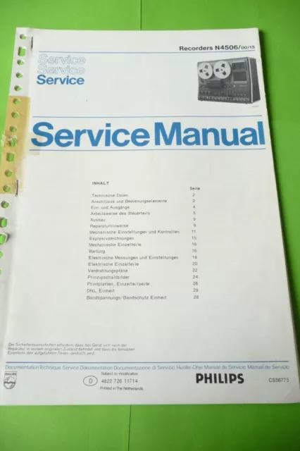 Service Manual Instructions for Philips N 4506, Original