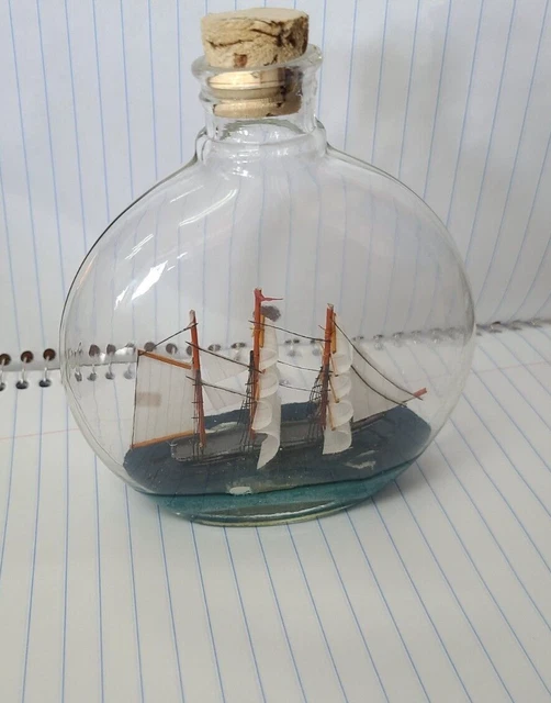 vintage ship in a bottle star of india usa cork 4 inches tall sailboat vintage ship in a bottle star of india usa cork 4 inches tall sailboat