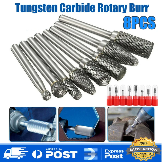 8X 10mm Rotary Aluminum Cut Burr 6mm 1/4' Shank 150mm Long Reach Carbide Burs VD