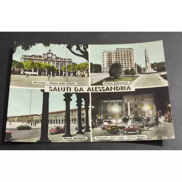Cartolina Alessandria - Municipio - Piazza della Libertà - Piazza Garibaldi