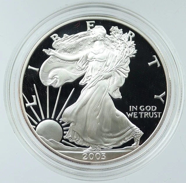 2003 UNITED STATES USA American Eagle & Liberty PROOF SILVER Dollar Coin i117789
