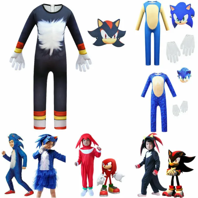 Kids Cosplay Cartoon Sonic Shadow Knuckles Party Costume Fancy Dress◐