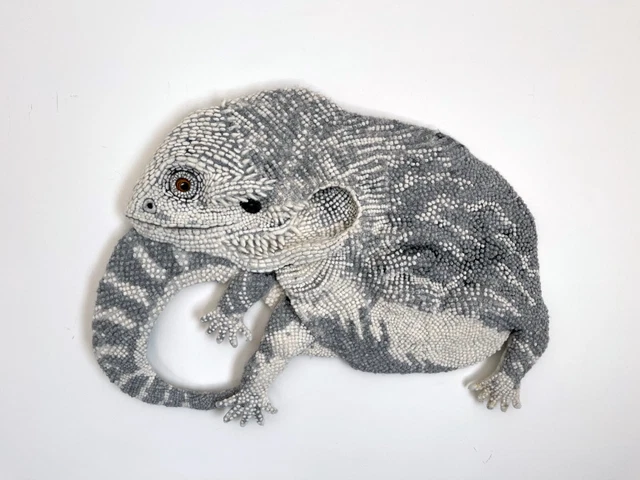 EICHE Nadelfilz Leguan Bild Eidechse Wandkunst von Künstler