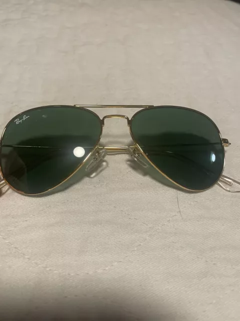 Ray Ban Aviator RB3025 Gold Green 55mm Sunglasses 3