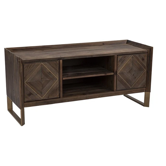 Maklaine Contemporary Reclaimed Wood Media Console in Brown