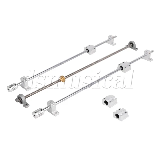15 Pcs Linear Optical Axis Lead Screw 500x8mm Support Guide Shaft Bearing Kit