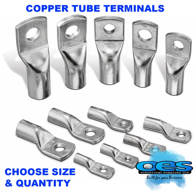 COPPER TUBE TERMINAL Battery Welding Cable Lug Ring Crimp Solder Ends