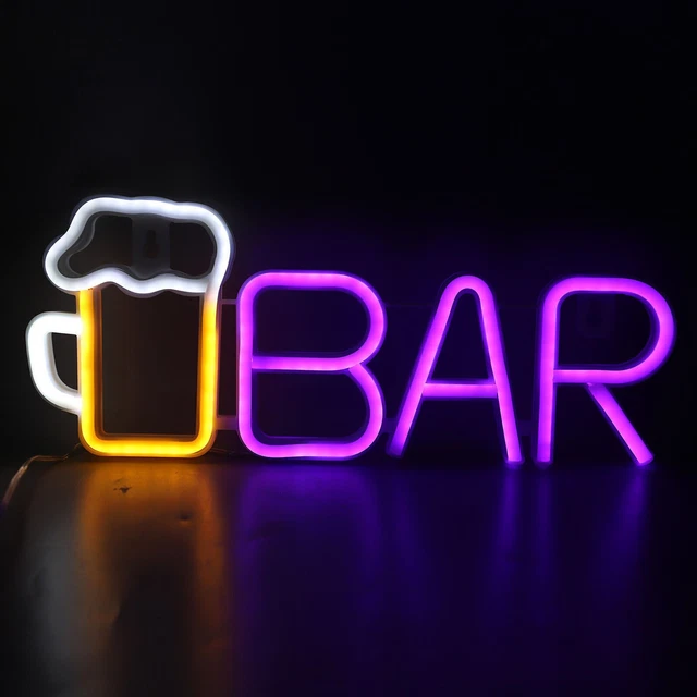But Bar Sign BAR NEON SIGN Bright LED Bar Sign USB/Battery Powered Decorative Beer ...
