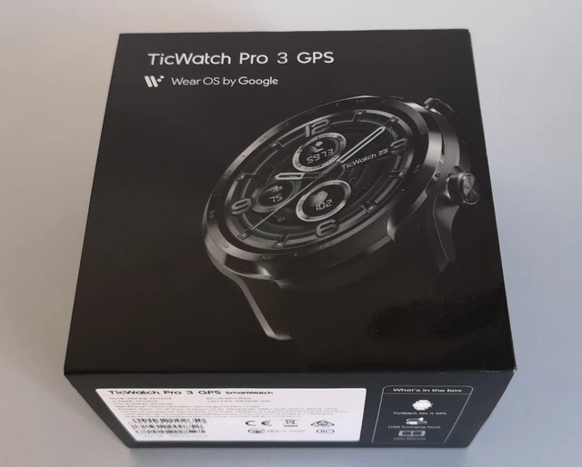 Mobvoi TicWatch Pro 3 GPS Smartwatch 47mm Edelstahlgehäuse mit Silikonarmband -