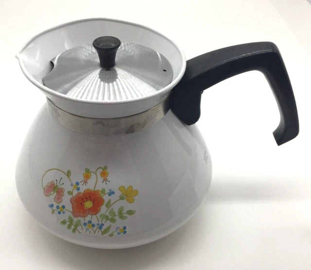 Vintage Corning Ware Coffee Tea Pot With Lid Wildflowers 6 Cup NY USA Vintage Corning Ware Coffee Tea Pot With Lid Wildflowers 6 Cup NY USA