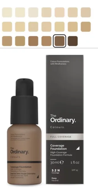 THE ORDINARY Full Coverage Foundation 30ml SPF 15 Shade Deep  3.2 R Contouring