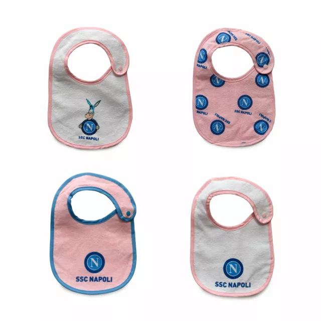 Set 4 bavaglini neonata SSC Napoli bavette ufficiali U065