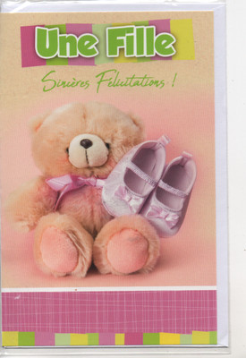 Carte Naissance Une Fille Sinceres Felicitations Ours Et Chaussons 13x17 Cm Eur 3 50 Picclick Fr