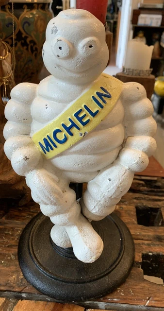 Michelin Man Bibendum Sitting Mascot Vintage Cast Iron Advertising Figurine 28cm