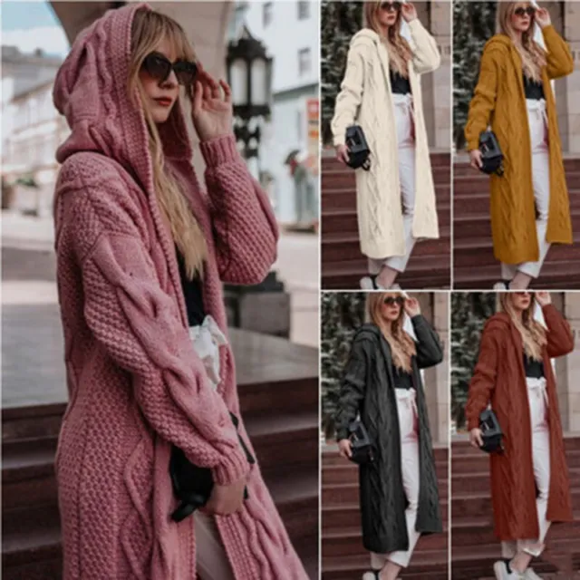 Women's Long Sleeve Cardigan Loose Knitted Sweater Jumper Outwear Coat Plus Size