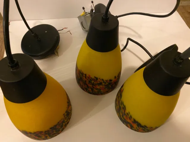 Set of 3 SMALL Mid Century Modern Style Colorful Pendant Light Fixtures 2