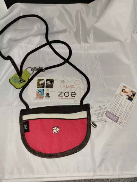 Sherpani Zoe Pink Brown Mini ID Zip Around Travel Crossbody Bag