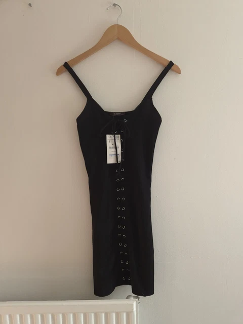 ZARA TRAFALUC BLACK Dress With Studs And Metal Rings Lace Throughout Size M  37.10 - PicClick UK