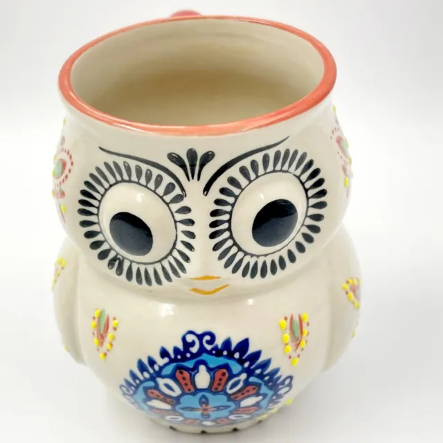 Royal Owl Shaped Embossed 3D Coffee Mug Cup Hand Painted Yokohama Studio Japan
