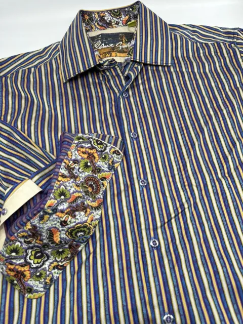 ROBERT GRAHAM Flip Cuff Men's XL Long Sleeve Button Up Dress Shirt Classic Fit