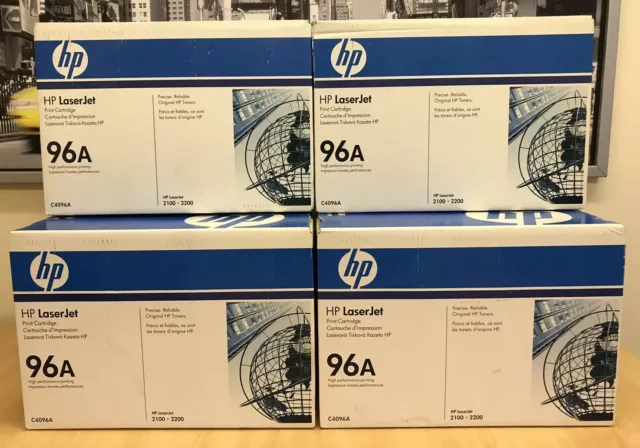 3 x Genuine HP Q4096A (96A)  Black Toner Cartridge - Laserjet 2100 & 2200 NEW