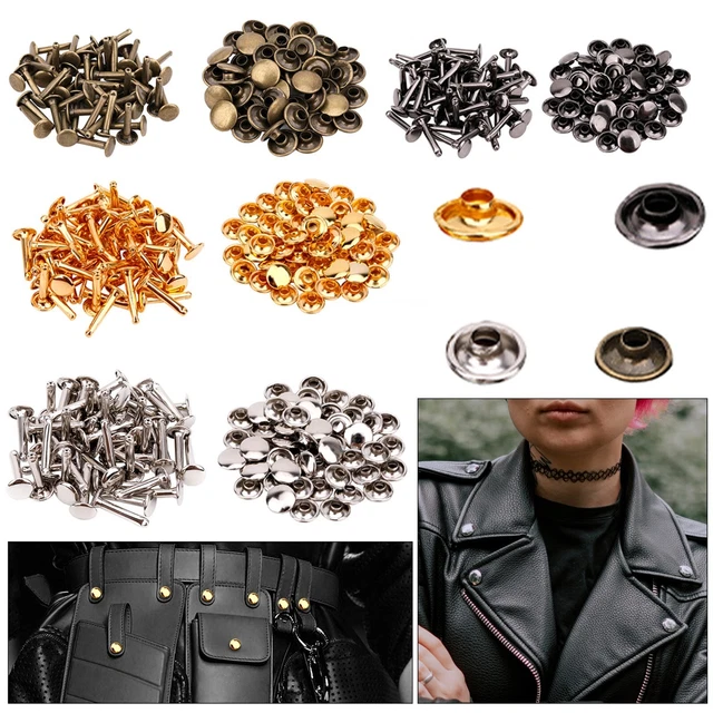 DOUBLE CAPUCHON TABULAIRE Rivets Clous Laiton pour Ceintures Pet