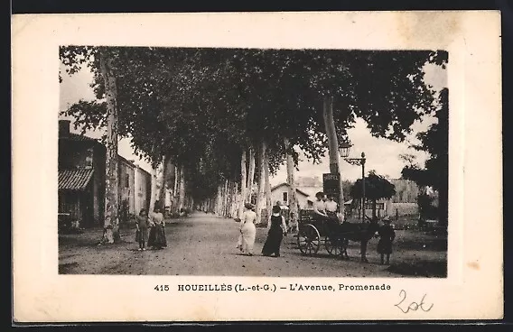 CPA Houeillès, l´Avenue, Promenade 1918