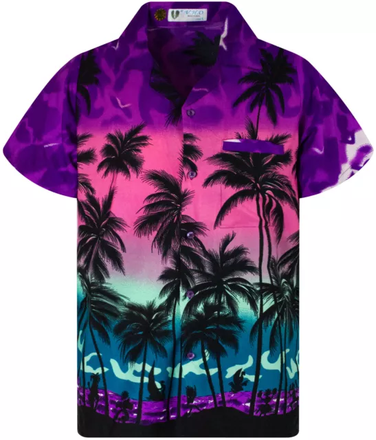 Funky Hawaiihemd Herren Kurzarm Hawaiian Shirt Beach Eclectic Purple Hawai