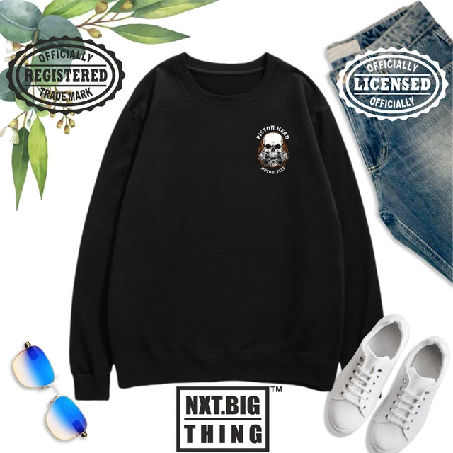 Piston Head Sweatshirt Pocket Bike Motorbike Motorcycle Racer Skull Gift Men Top