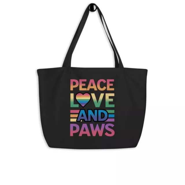 Peace, Love, and Paws Large Eco-Friendly Tote