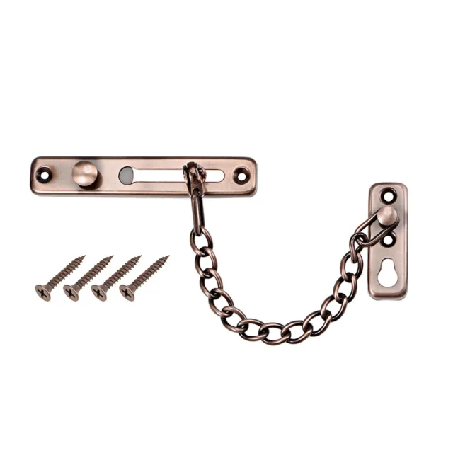 Chain Door Guard Lock Security Latch with Spring Anti-Theft Press Lock Copper