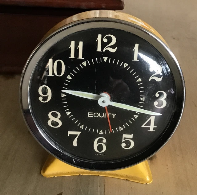 VINTAGE ICONIC EQUITY Alarm Clock Art Deco Yellow Working Retro Black ...