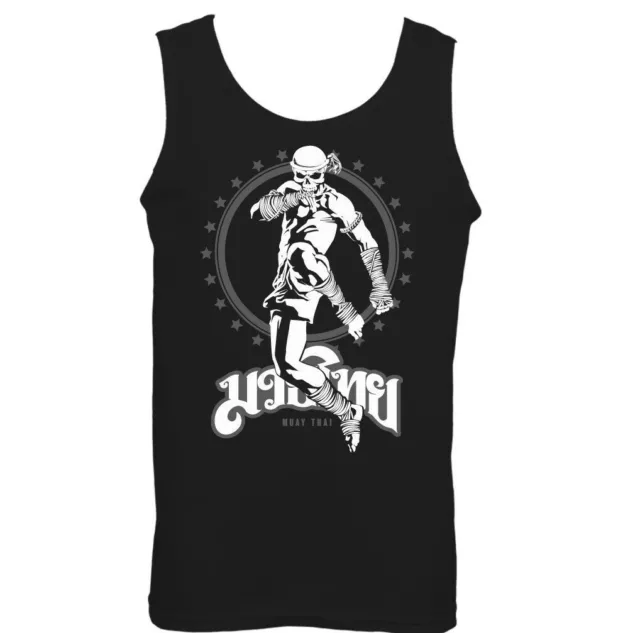 Muay Thai Skeleton Kick Boxer Mens Martial Arts Vest MMA Top UFC Skull Fight