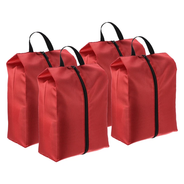 4 pz borse per scarpe da viaggio, borsa per scarpe portatile con cerniera da viaggio, rosso