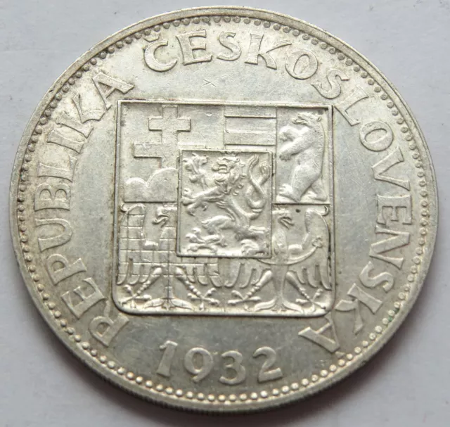 10 KORUN 1932 CZECHOSLOVAKIA , SILVER .700 , 30 mm , 9.99 g