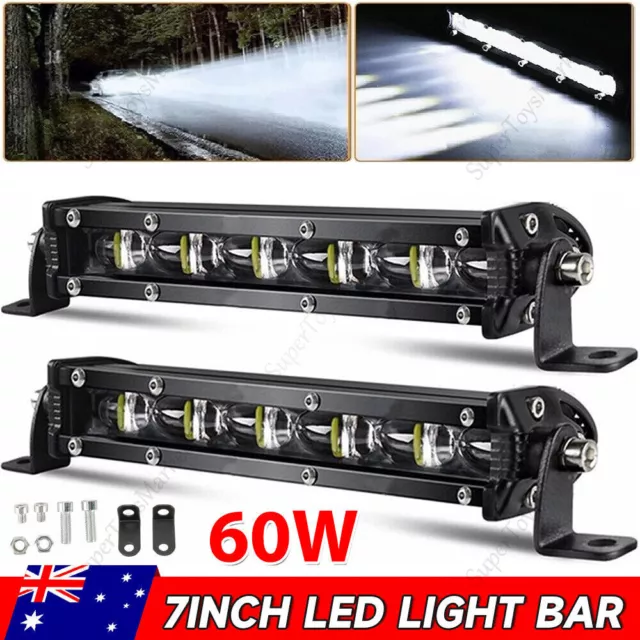 2x7inch Led Light Bar Flood Spot Combo Offroad Work Driving 4WD Truck Waterproof