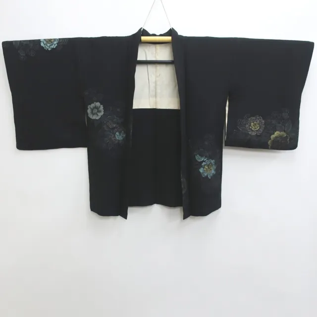 8975C3 Silk Vintage Japanese Kimono Haori Jacket Peony 3