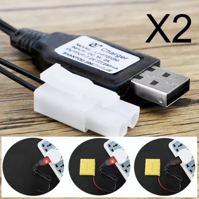 uxcell L6.2-2P USB Power Charging Cable for RC Car 9.6V 200mA Ni-MH Ni-CD  Battery