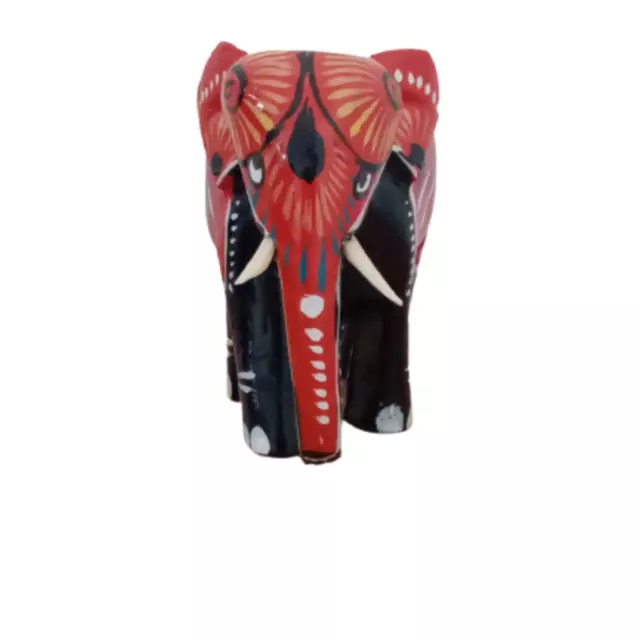 Handmade Wood Elephant Carved Home Craft Unique Lucky Statue Office Decor