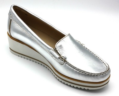VALLEVERDE SCARPE DONNA MOCASSINO ESTIVE PELLE COLORE ARGENTO MODA CONFORT  n. 40 EUR 69,00 - PicClick IT