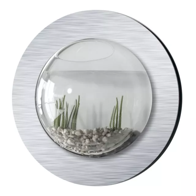 New! Wall Mounted Fish Tank - Brushed Aluminum Style Betta Bubble Aquarium
