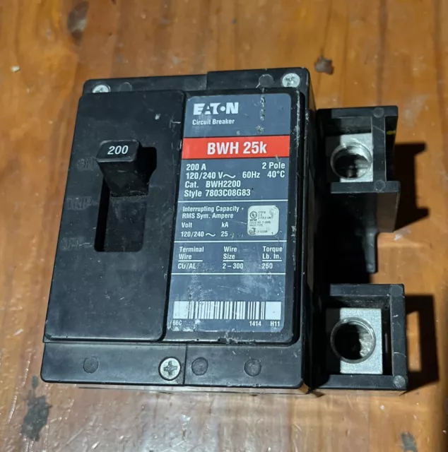 Eaton Cutler Hammer BWH 25k BWH2200 2 Pole 200 Amp Main Brake. MISSING SET SCREW