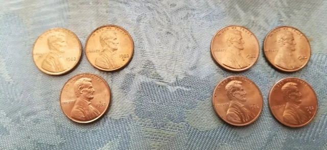 1982 P D Lg Sm Large Small Date Copper Zinc Lincoln Penny Cent Set - Bu Unc