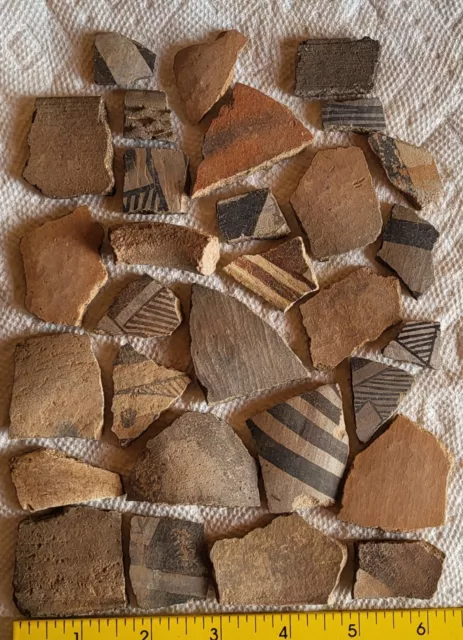 30 pcs Anasazi Hohokam Ancient Native American  Pottery Shards B&W/Red Mix, D