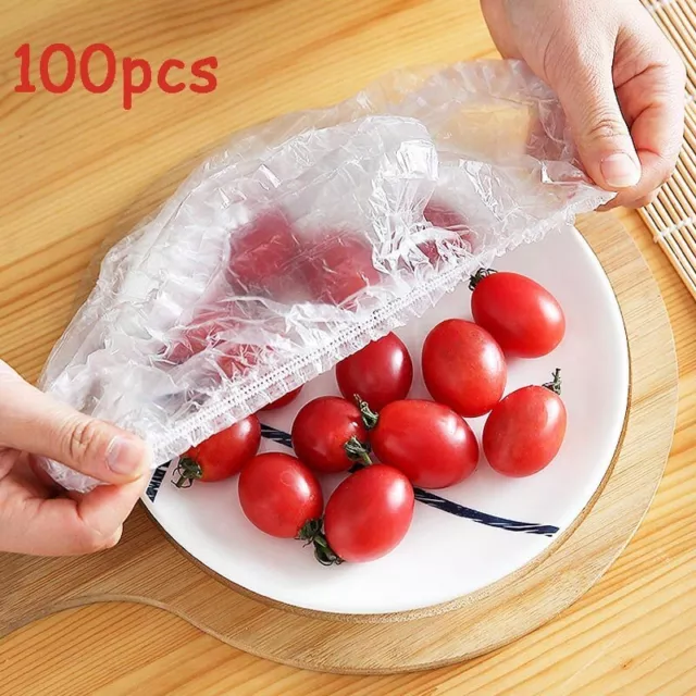 Food Elastic Wrap Plastic Covers Bowl Cover Reusable Storage Disposable 100pcs