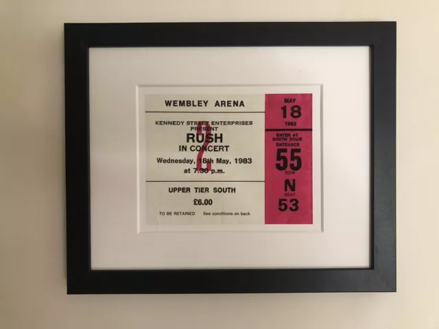 RUSH  - 1983 Wembley   Arena framed ticket giclee print