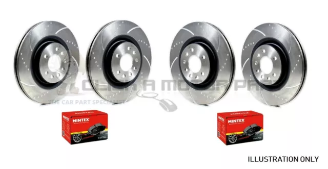 For Nissan X-Trail Xtrail Front And Rear Dimpled Grooved Brake Discs Mintex Pads