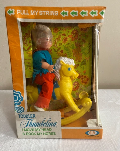 VTG 1968 IDEAL Toddler Thumbelina Doll Pull String Rocking Horse