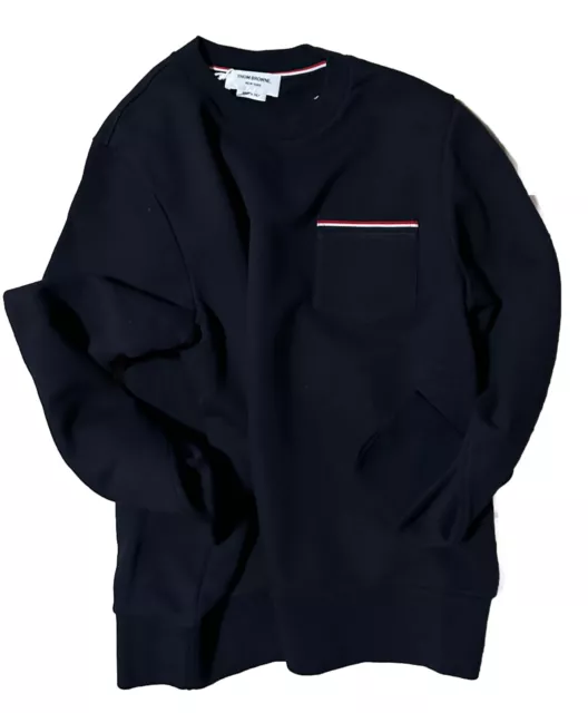 NWT Thom Browne Men’s Crewneck Sweatshirt Pullover Navy M ( 2 ) Italy 3